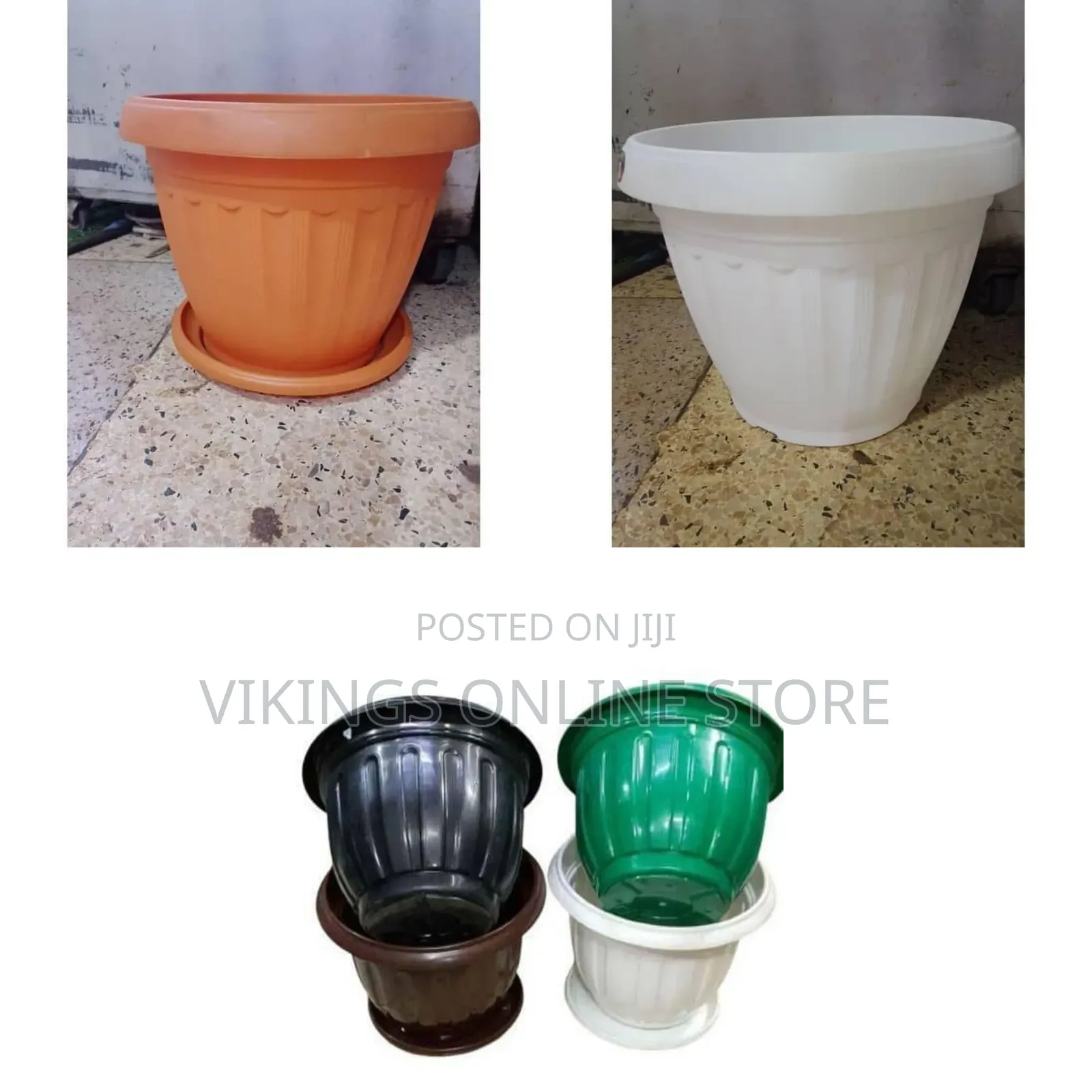 Plastic Planter Pot With Base, Brick Color for Planting