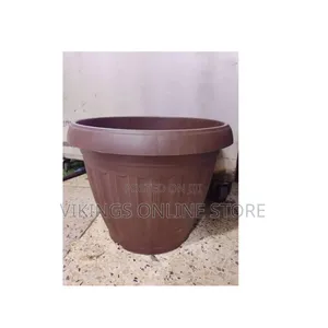 Plastic Planter Pot With Base, Brick Color for Planting