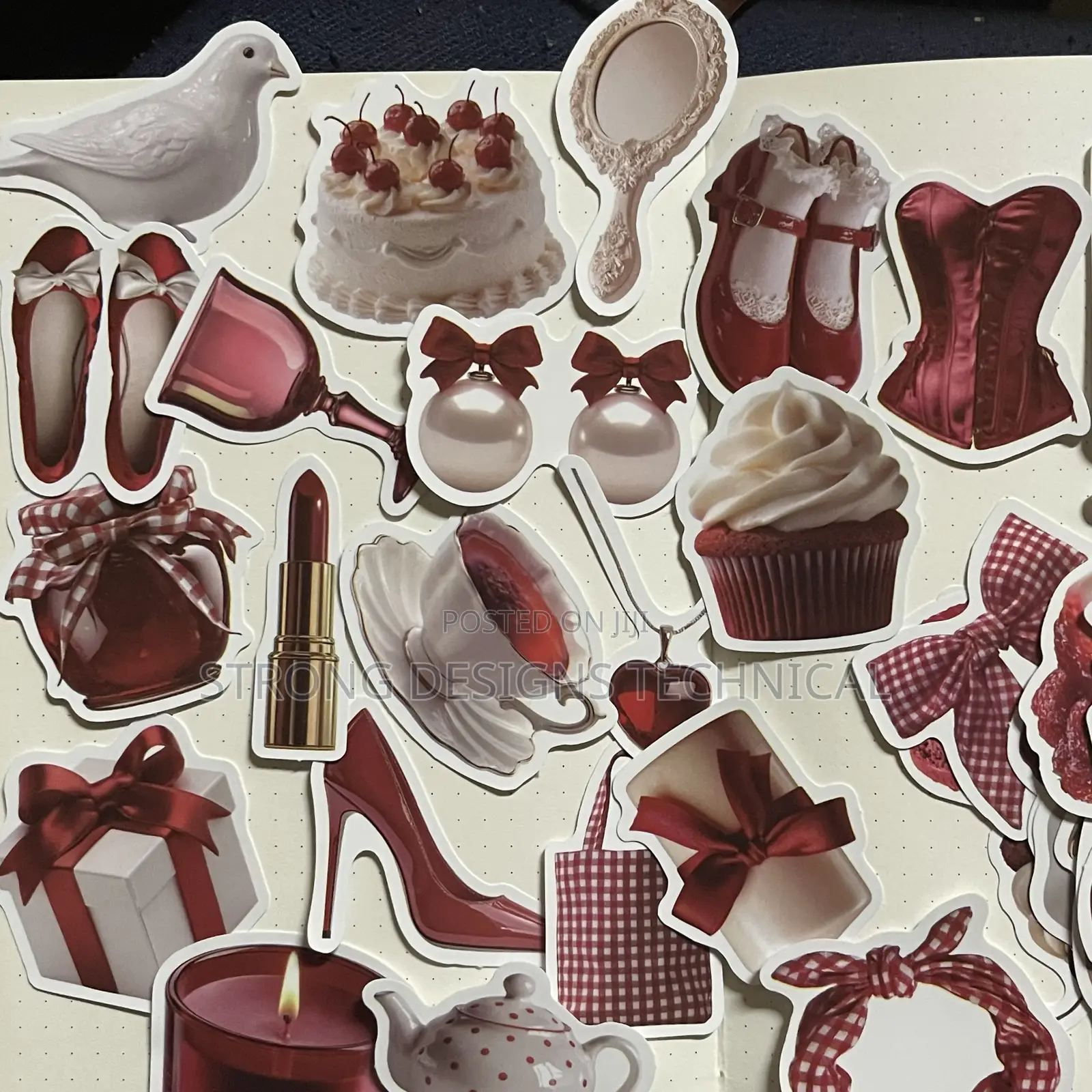 Cherry Red Aesthetic Laptop Stickers