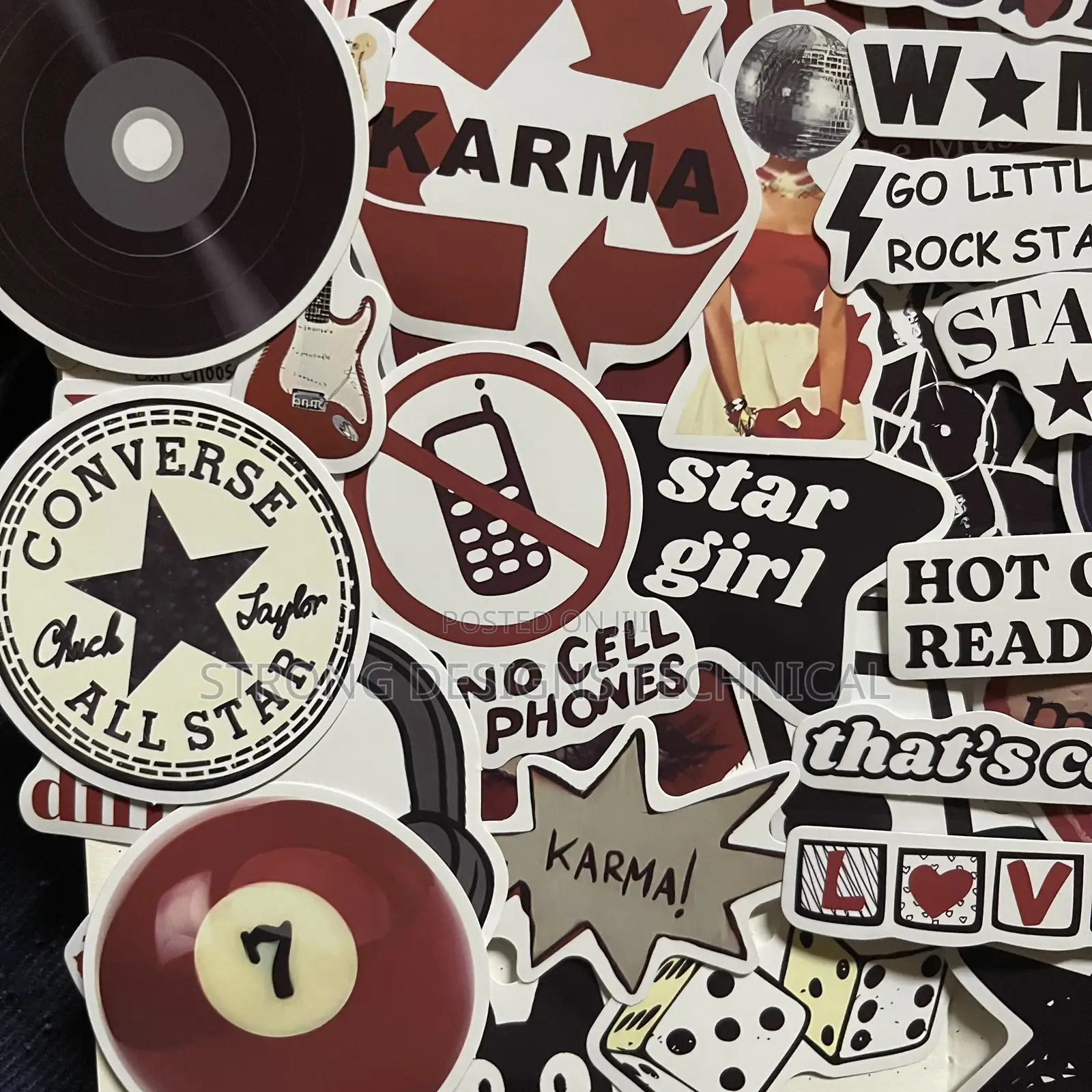 Deep Red Aesthetic Laptop Stickers.