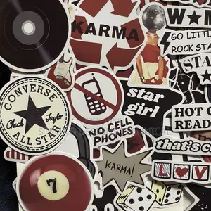 Deep Red Aesthetic Laptop Stickers.