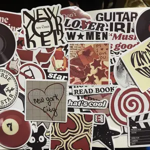 Deep Red Aesthetic Laptop Stickers.