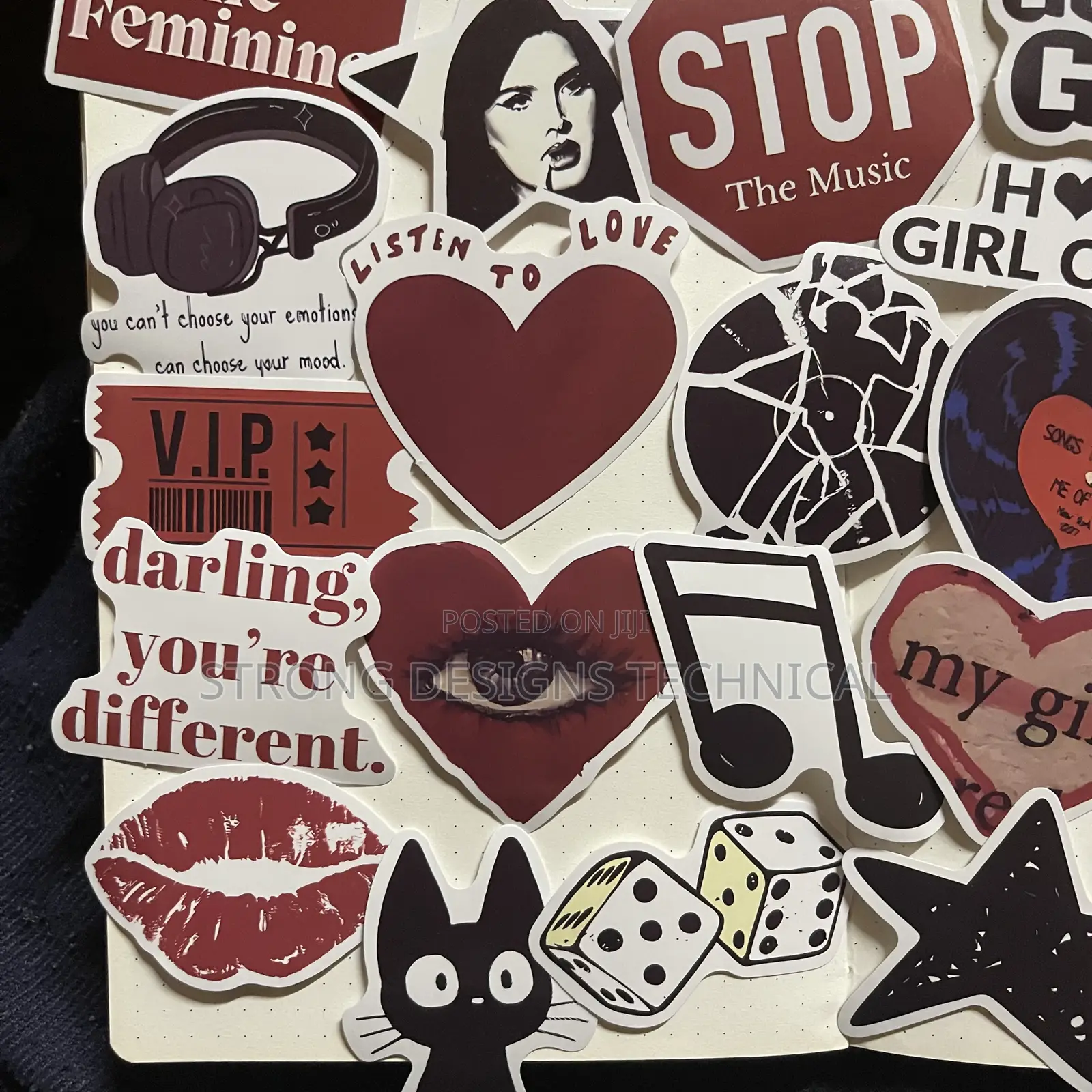 Deep Red Aesthetic Laptop Stickers.