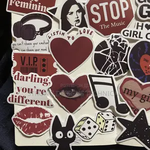 Deep Red Aesthetic Laptop Stickers.