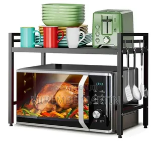 Black Metal Microwave Storage Rack