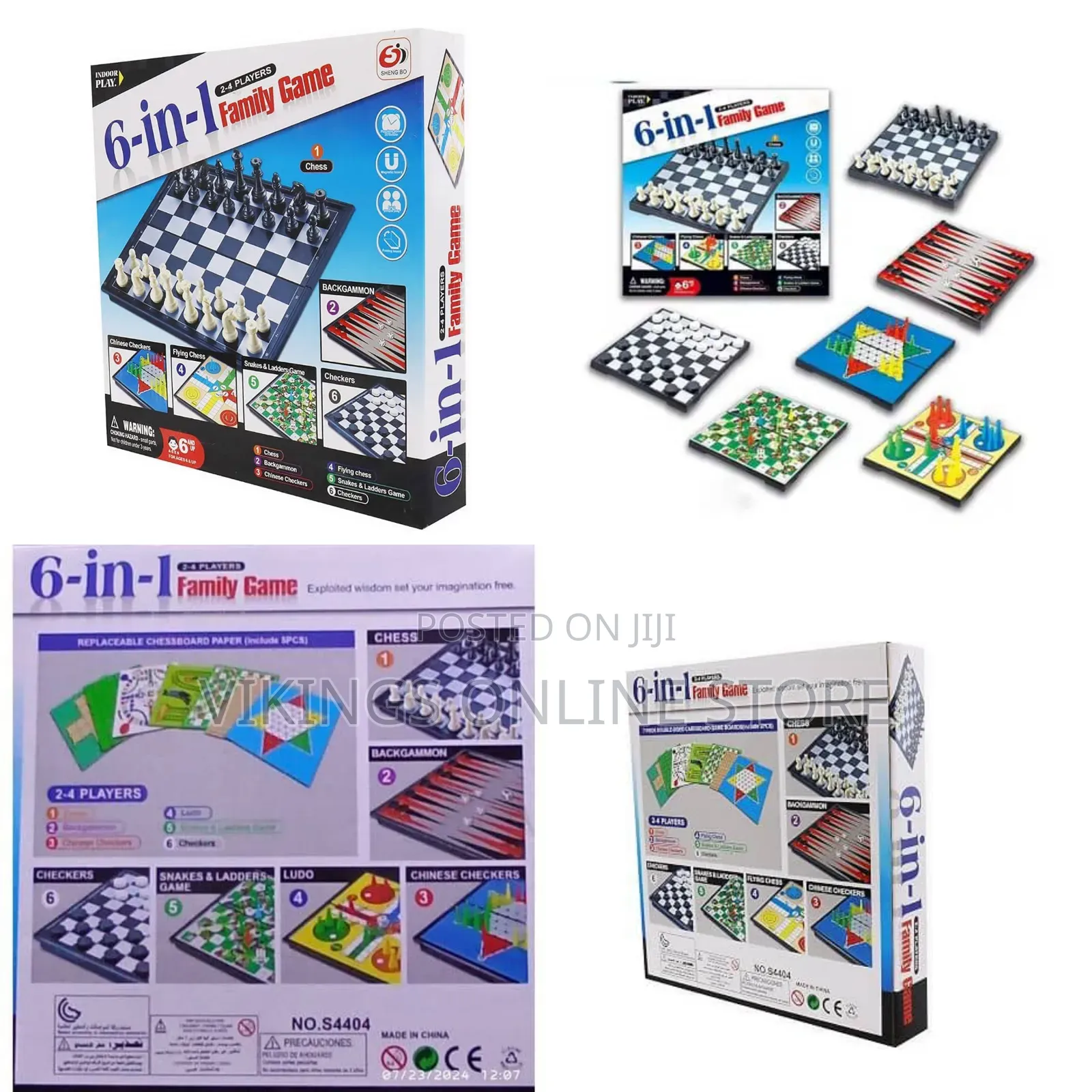 6 in 1 Family Game Multiple Classic Board Games