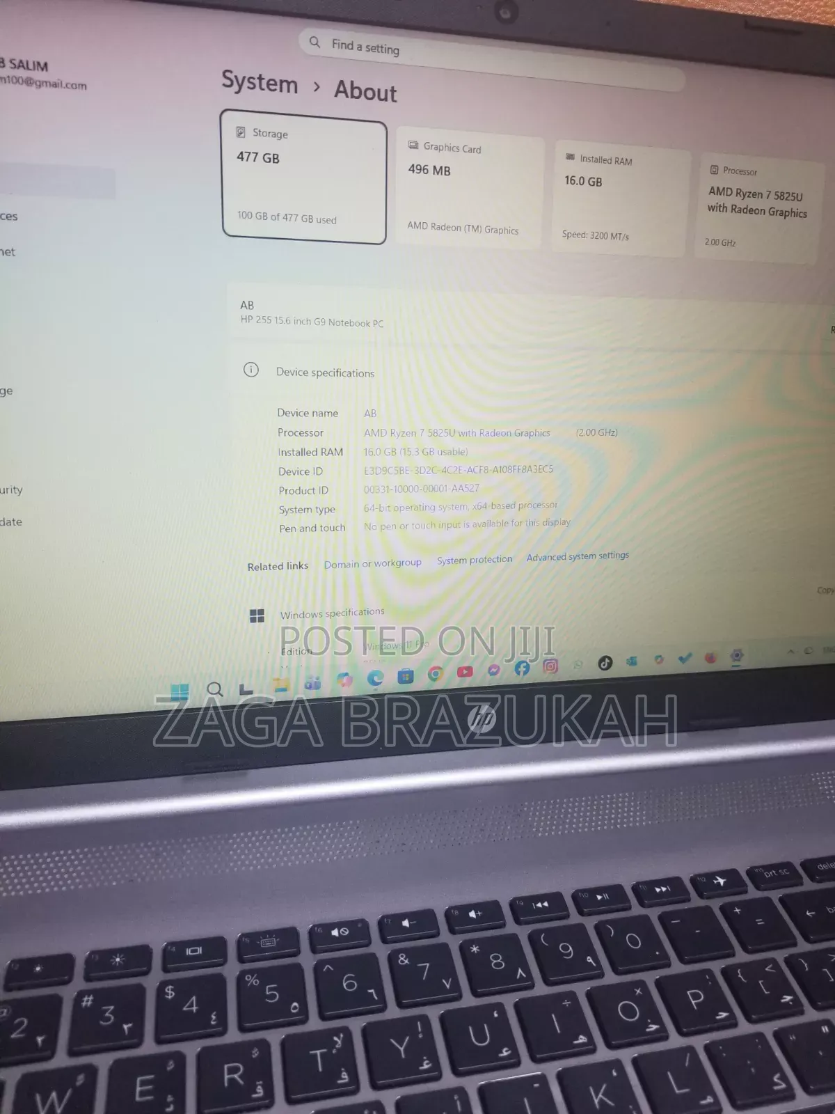Laptop HP 255 G8 16GB AMD Ryzen 7 SSD 512GB