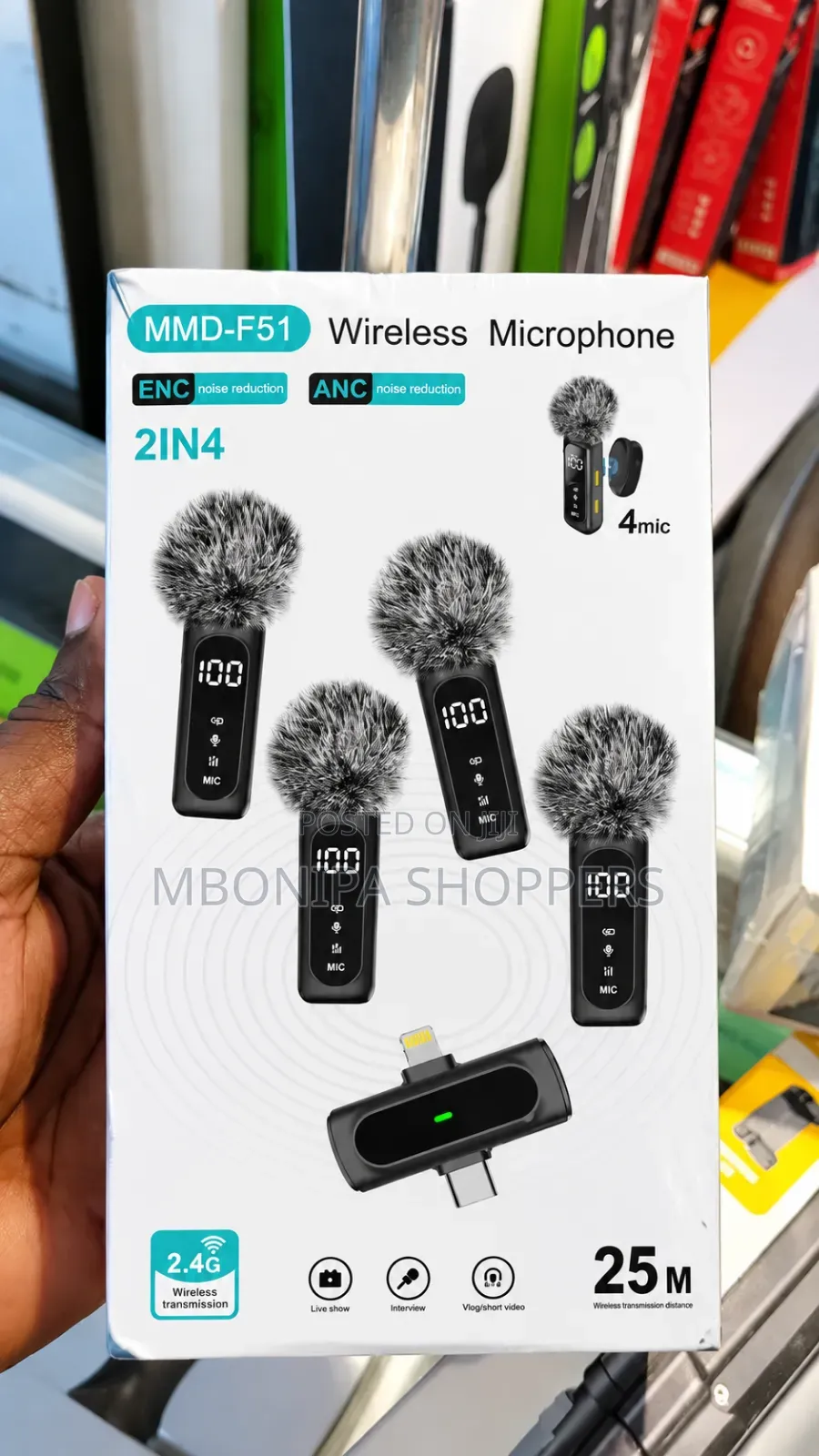 4in1 Lapel Mic Anc Clip-on Magnetic Buckle Microphone Led Display