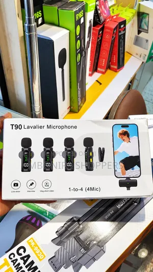T90 4 in 1 Wireless Microphone, Noise Reduction Collar Mic