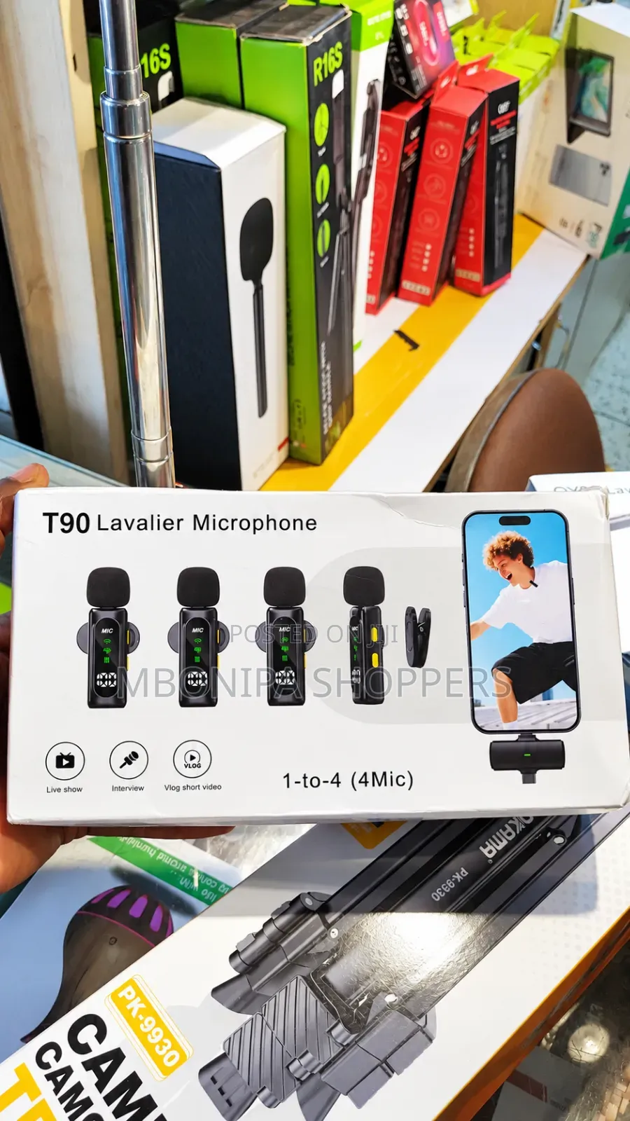 T90 4 in 1 Wireless Microphone, Noise Reduction Collar Mic