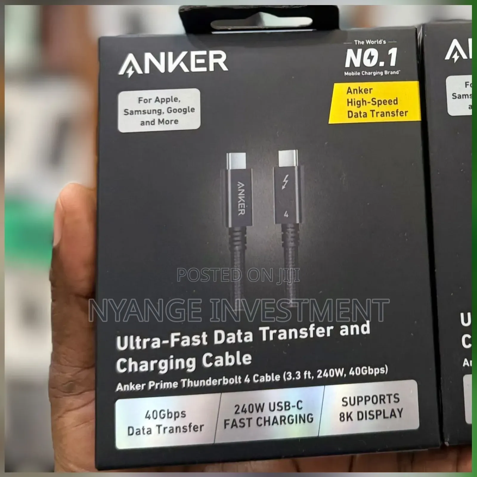 Anker Prime Thunderbolt 4 Cable (3.3 Ft, 240W, 40Gbps) .
