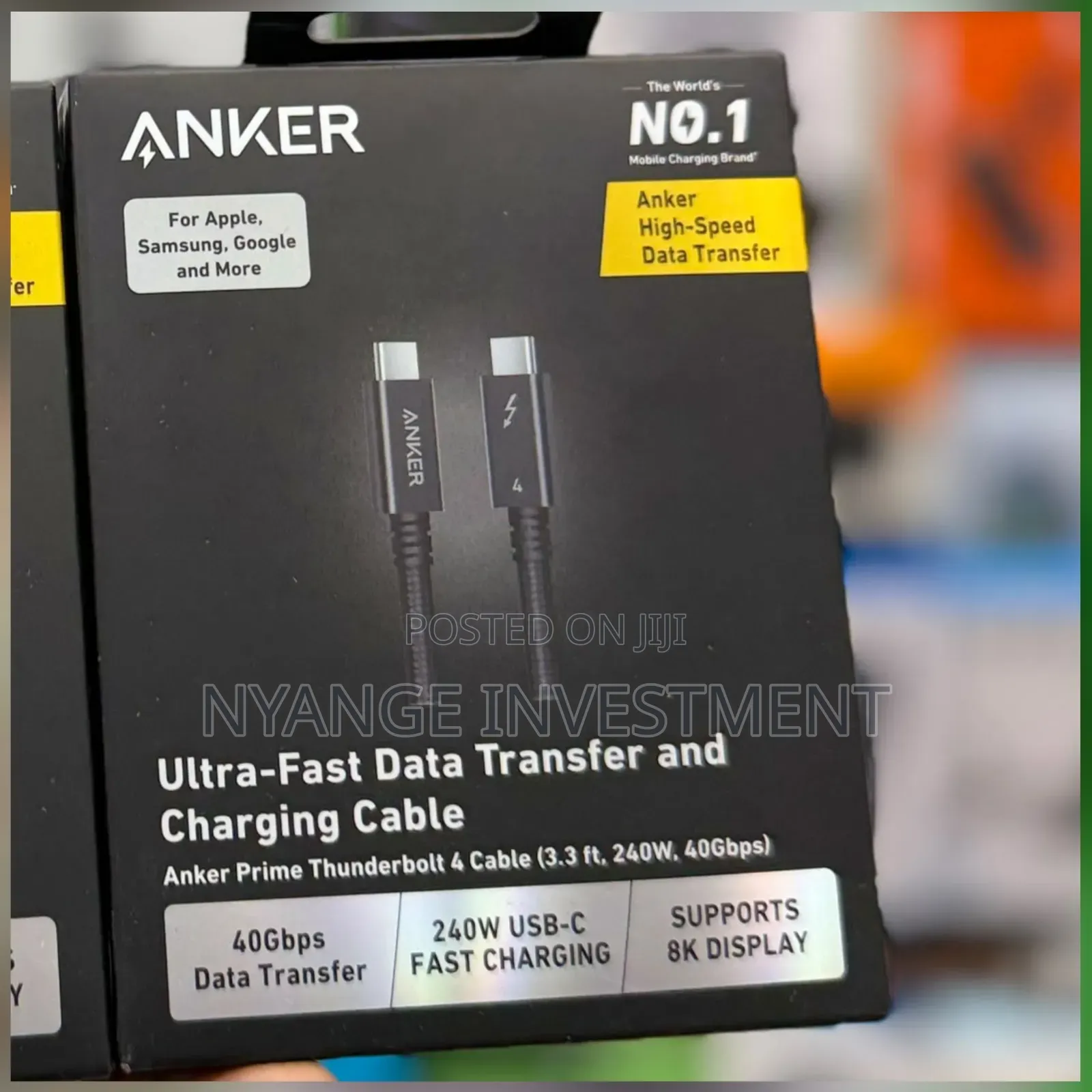 Anker Prime Thunderbolt 4 Cable (3.3 Ft, 240W, 40Gbps) .