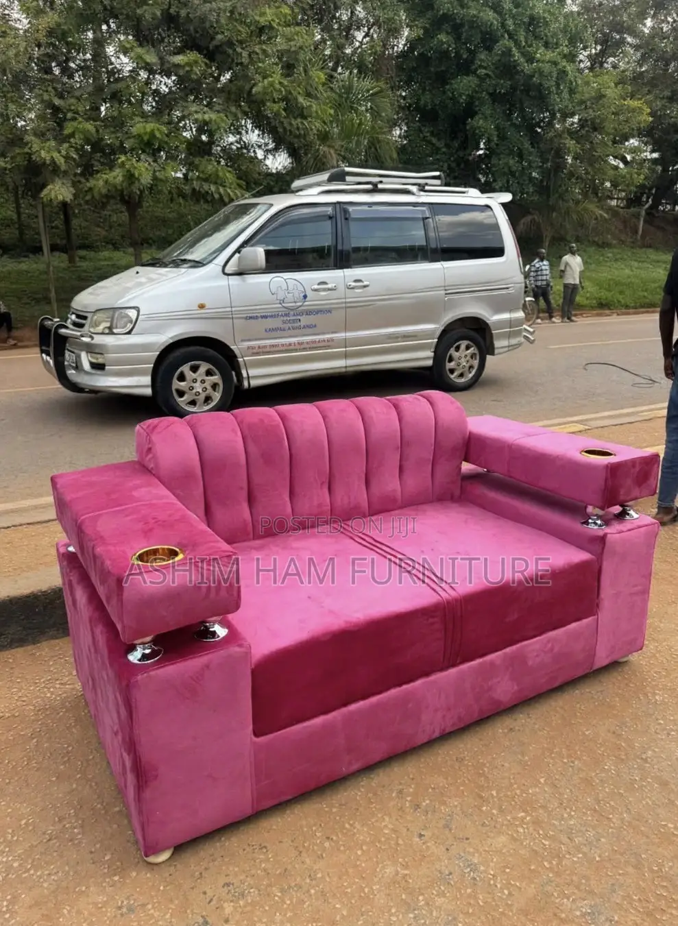 Hot Pink Velvet Sofa Set