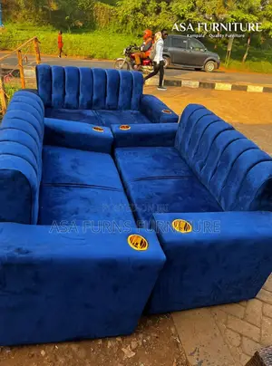 Royal Blue 6 Seaters Velvet Sofa Set