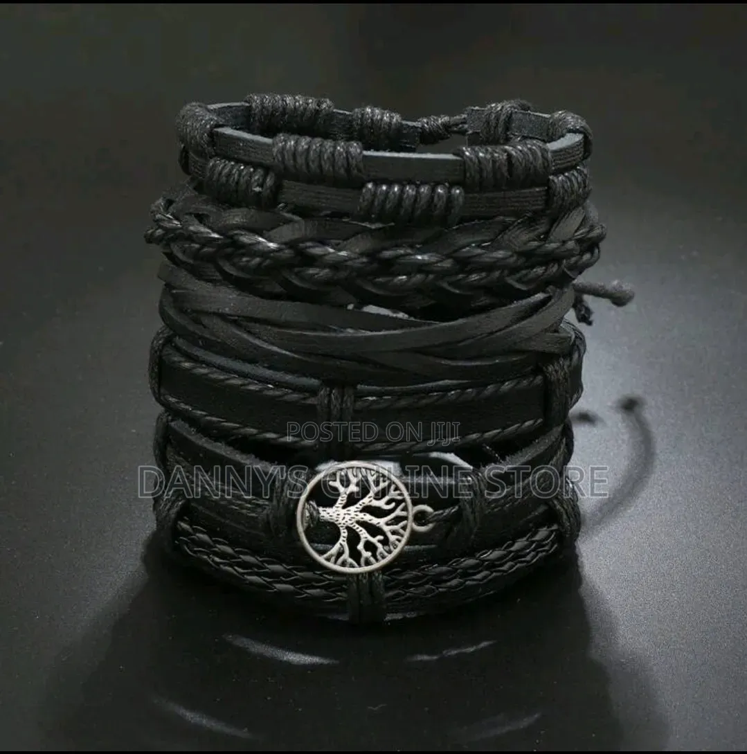 6pcs Vintage Handmade Braided Genuine Leather Peace Tree Design .
