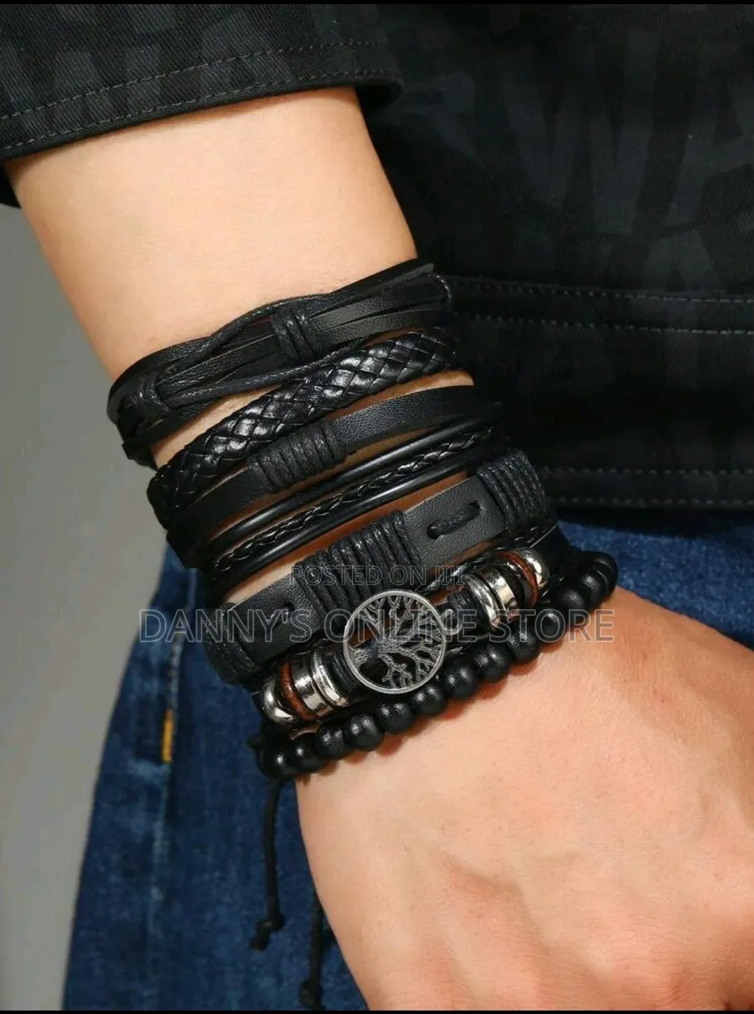 6pcs Vintage Style Tree of Life Decorated Beaded Braided Bracelet Set.