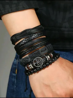6pcs Vintage Style Tree of Life Decorated Beaded Braided Bracelet Set.