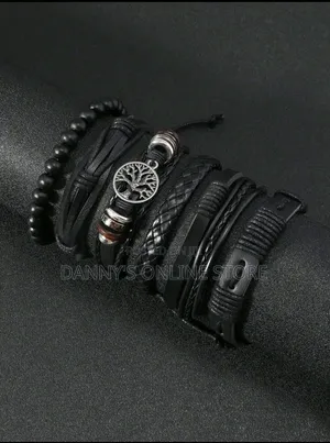 6pcs Vintage Style Tree of Life Decorated Beaded Braided Bracelet Set.