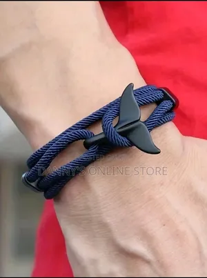 1pc Oceanic Anchor Whale Tail Braided Rope Bracelet - Fashionable.