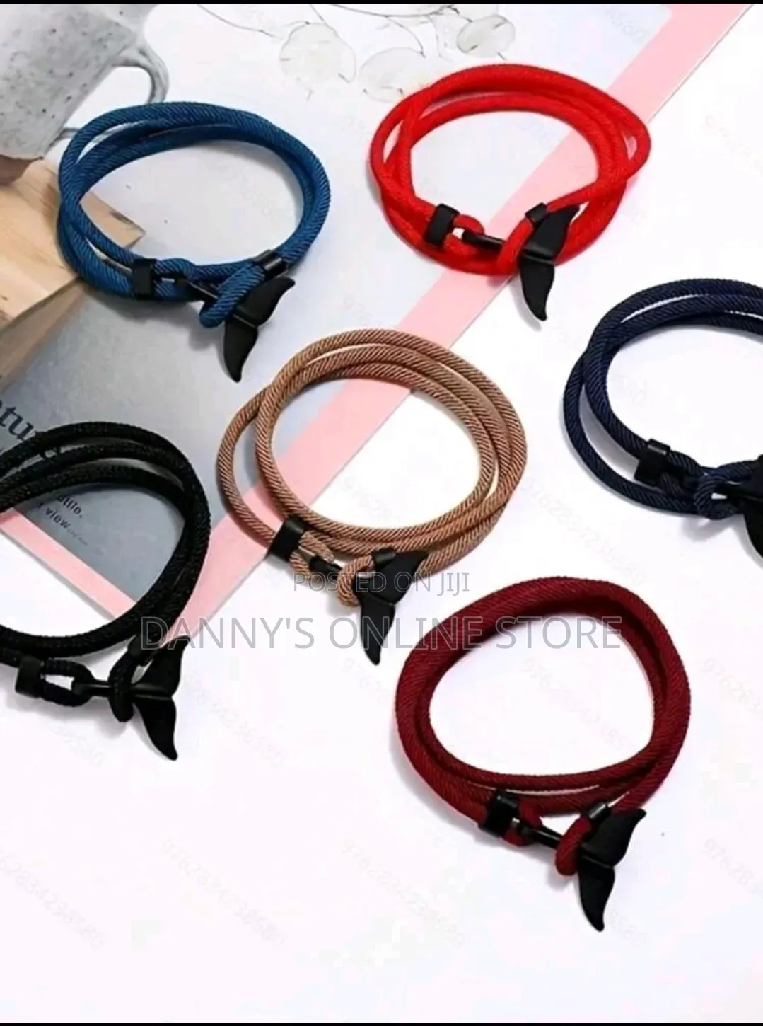 1pc Oceanic Anchor Whale Tail Braided Rope Bracelet - Fashionable.