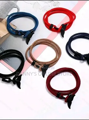 1pc Oceanic Anchor Whale Tail Braided Rope Bracelet - Fashionable.