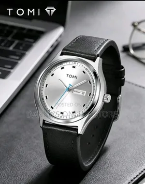 TOMI 1-Piece Men's Dual Calendar Fashion Minimalist PU Leather Watch.