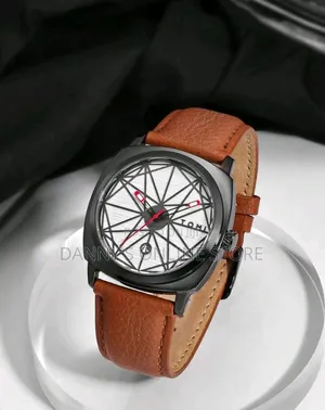 TOMI Men's Geometric Large Dial PU Leather Strap Calendar Wristwatch.