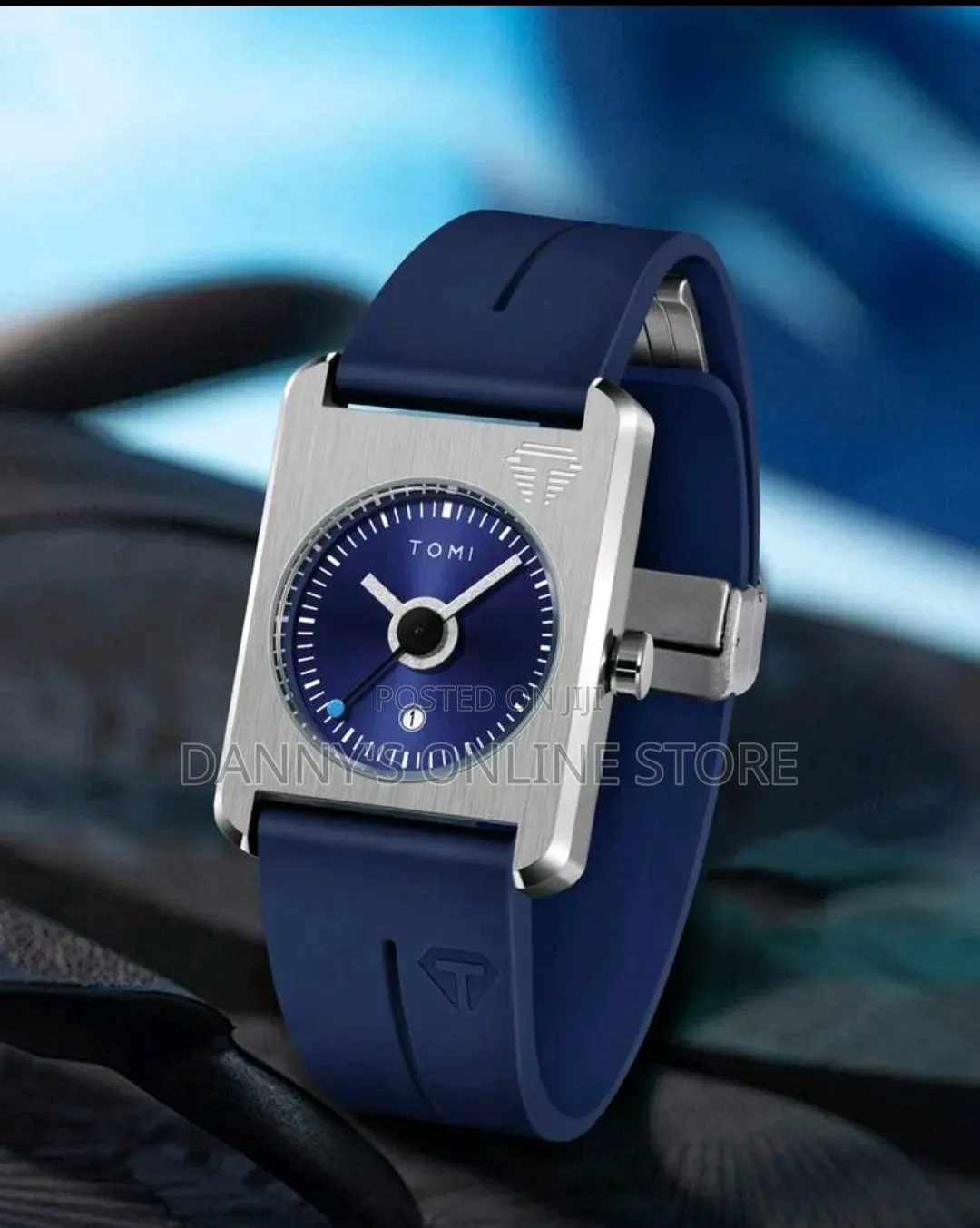 TOMI Men's Luxury Square Silicone Strap Quartz Watch, Minimalistic