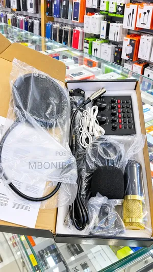 Professional Mic Condenser Microphone Sound Card Set for Webcast Live