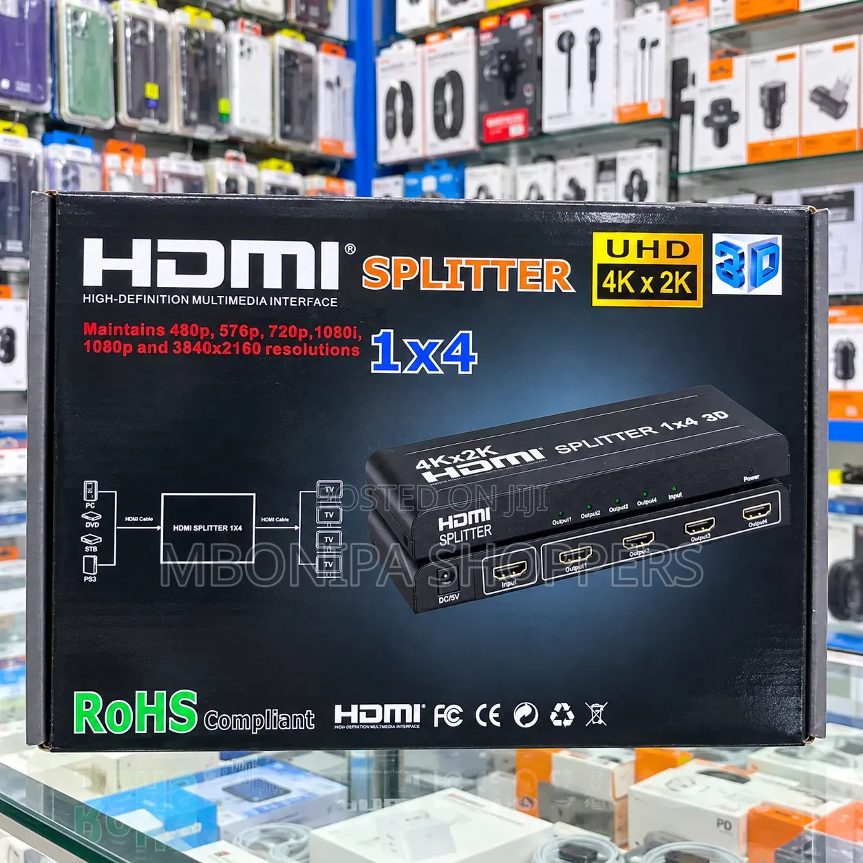 Hdmi Splitter 1 in 4 Out, Supports Uhd, Hdcp1.4, 3d, 1080p