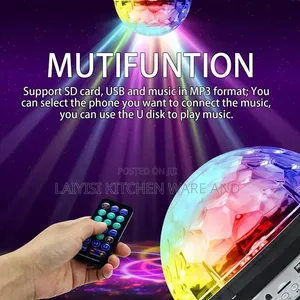 MP3 LED Magic Ball Light Disco W Bluetooth BT Speaker Remort With USB