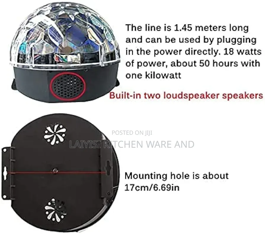 MP3 LED Magic Ball Light Disco W Bluetooth BT Speaker Remort With USB