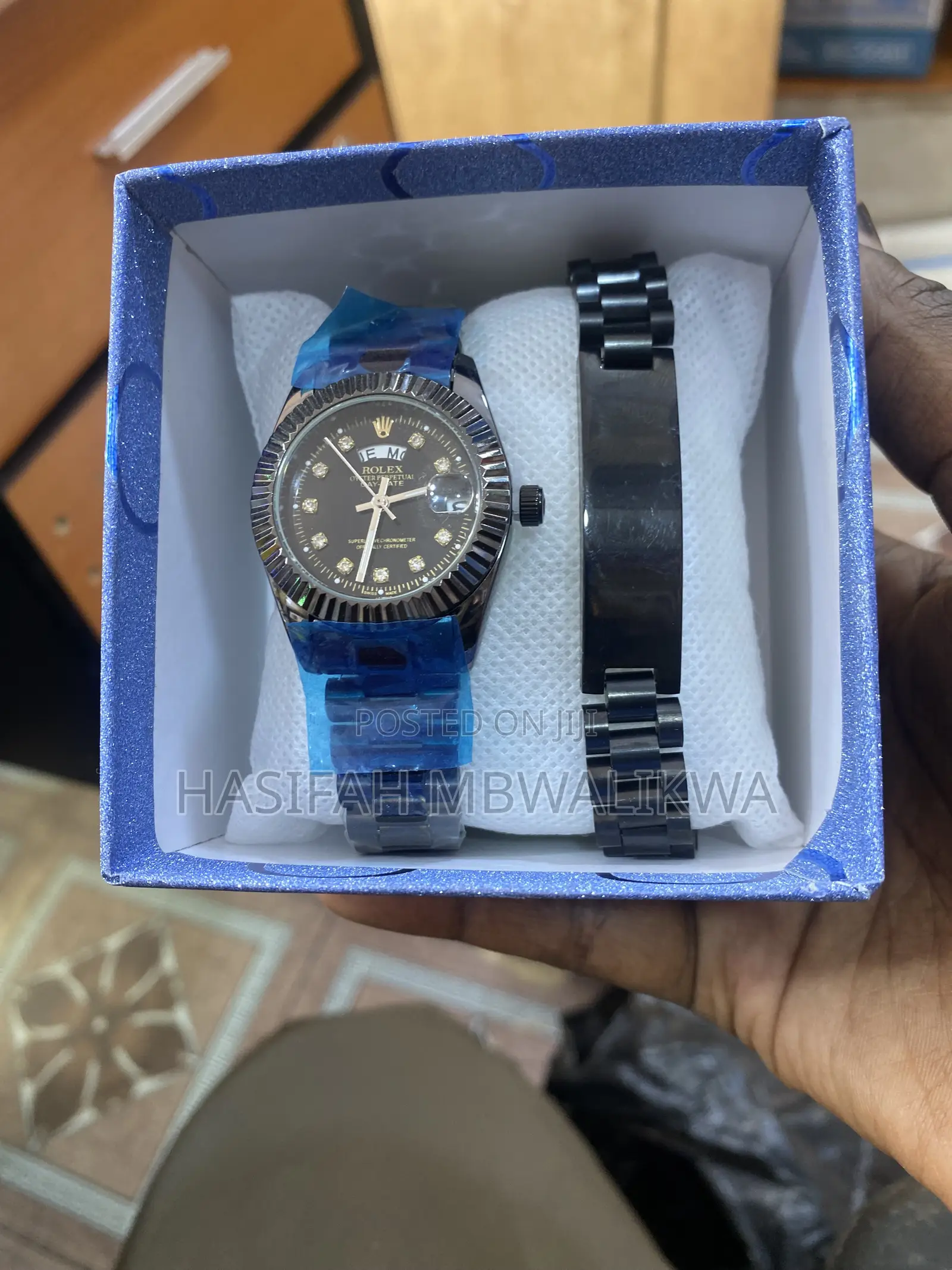 Black Rolex Watch With Bracelet