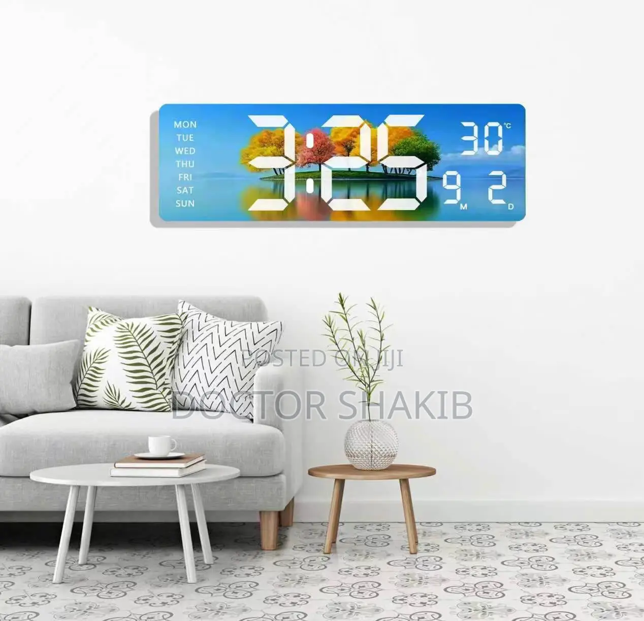 Modern, Rectangular Large LED Digital Wall Clock