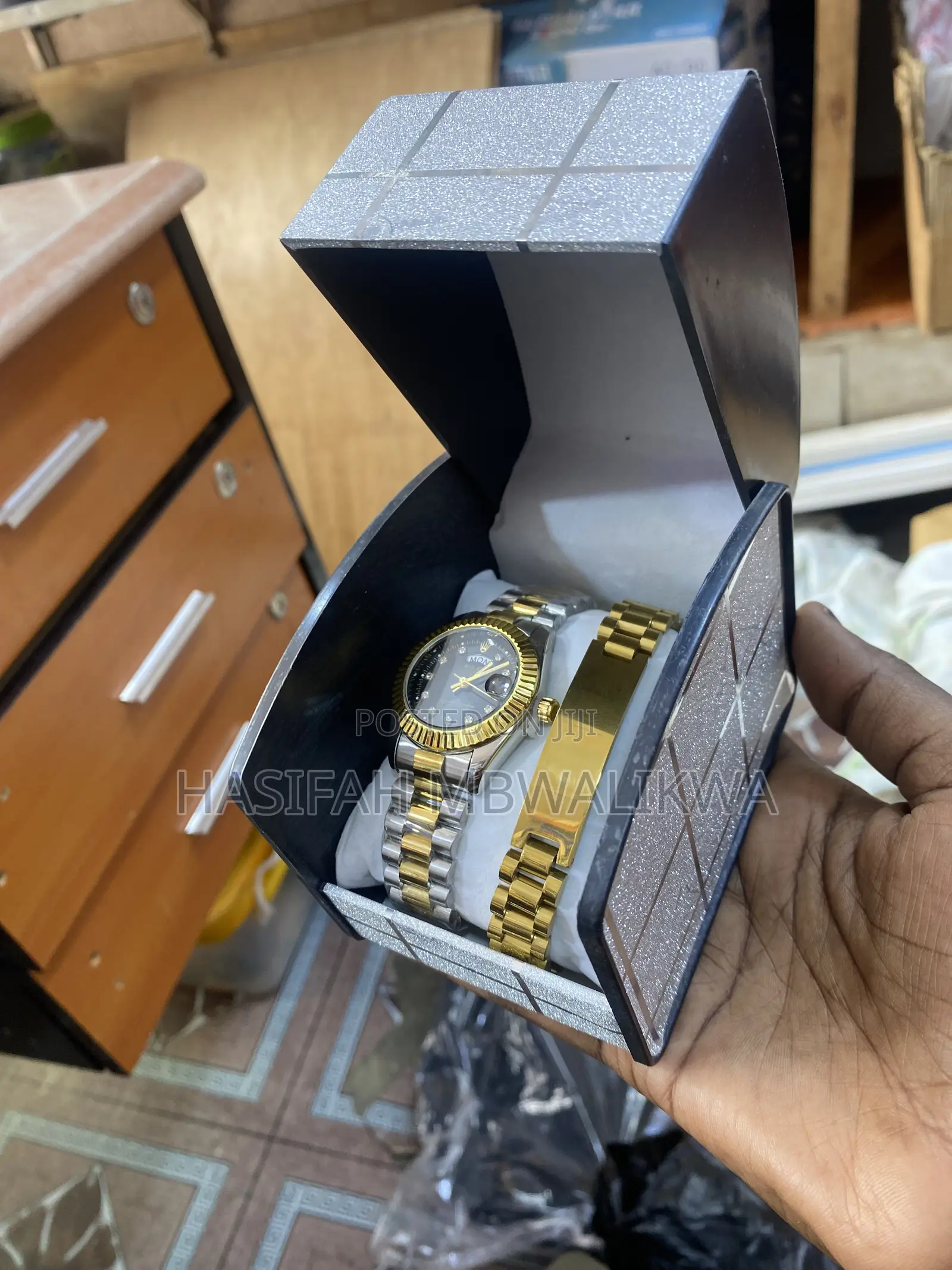 Silver Gold Rolex Watch With Bracelet