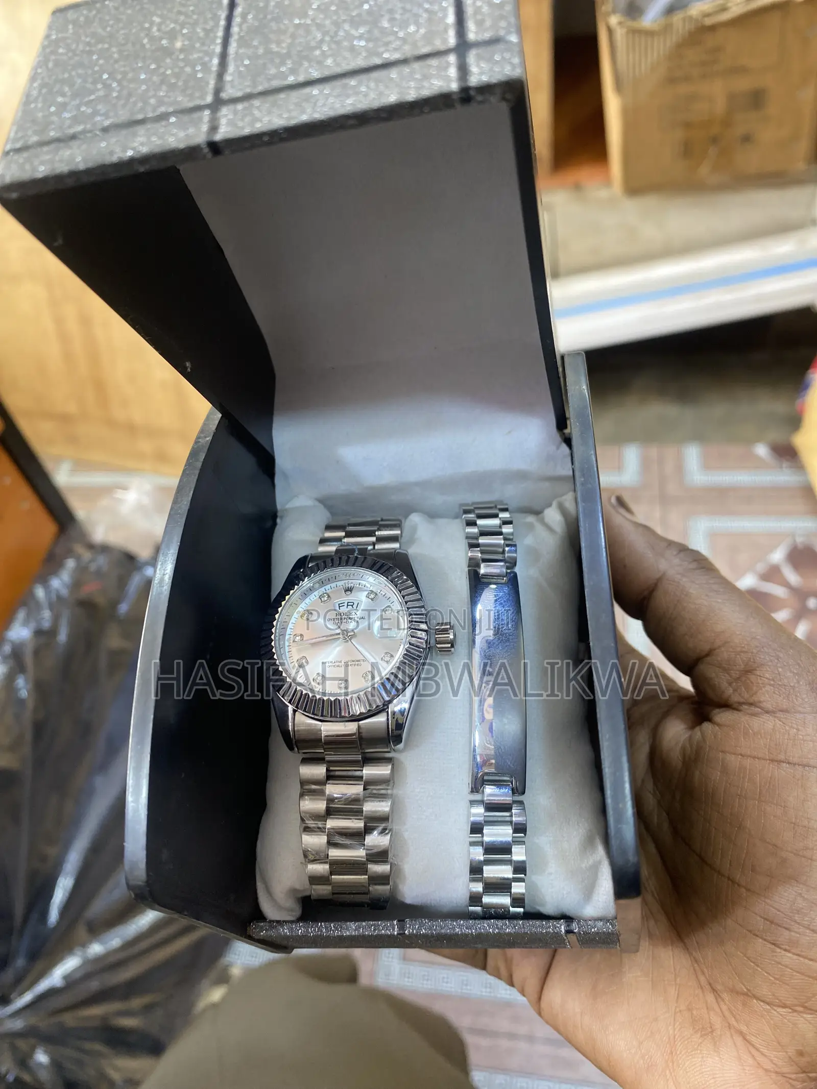 Silver Rolex Watch With Bracelet