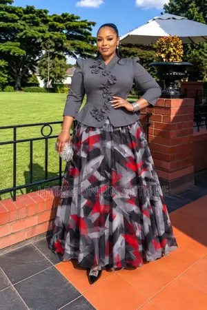 Elegant Floral Top and Skirt Two-Piece