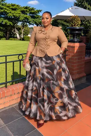 Elegant Floral Top and Skirt Two-Piece