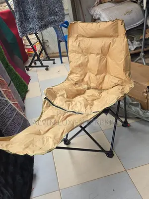 Foldable Camping Lounge Chair With Footrest - Beige