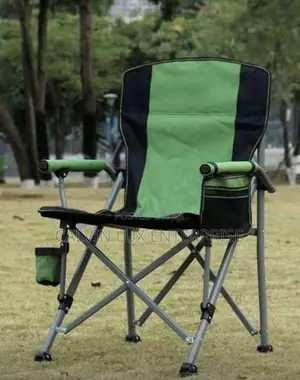 Foldable Camping Chair With Cup Holder - Green/Black