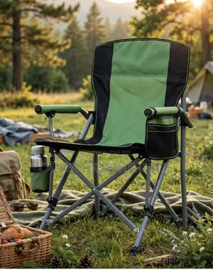 Foldable Camping Chair With Cup Holder - Green/Black