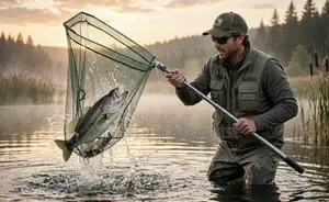 Telescopic Foldable Fishing Landing Net - Stainless Steel Retractable