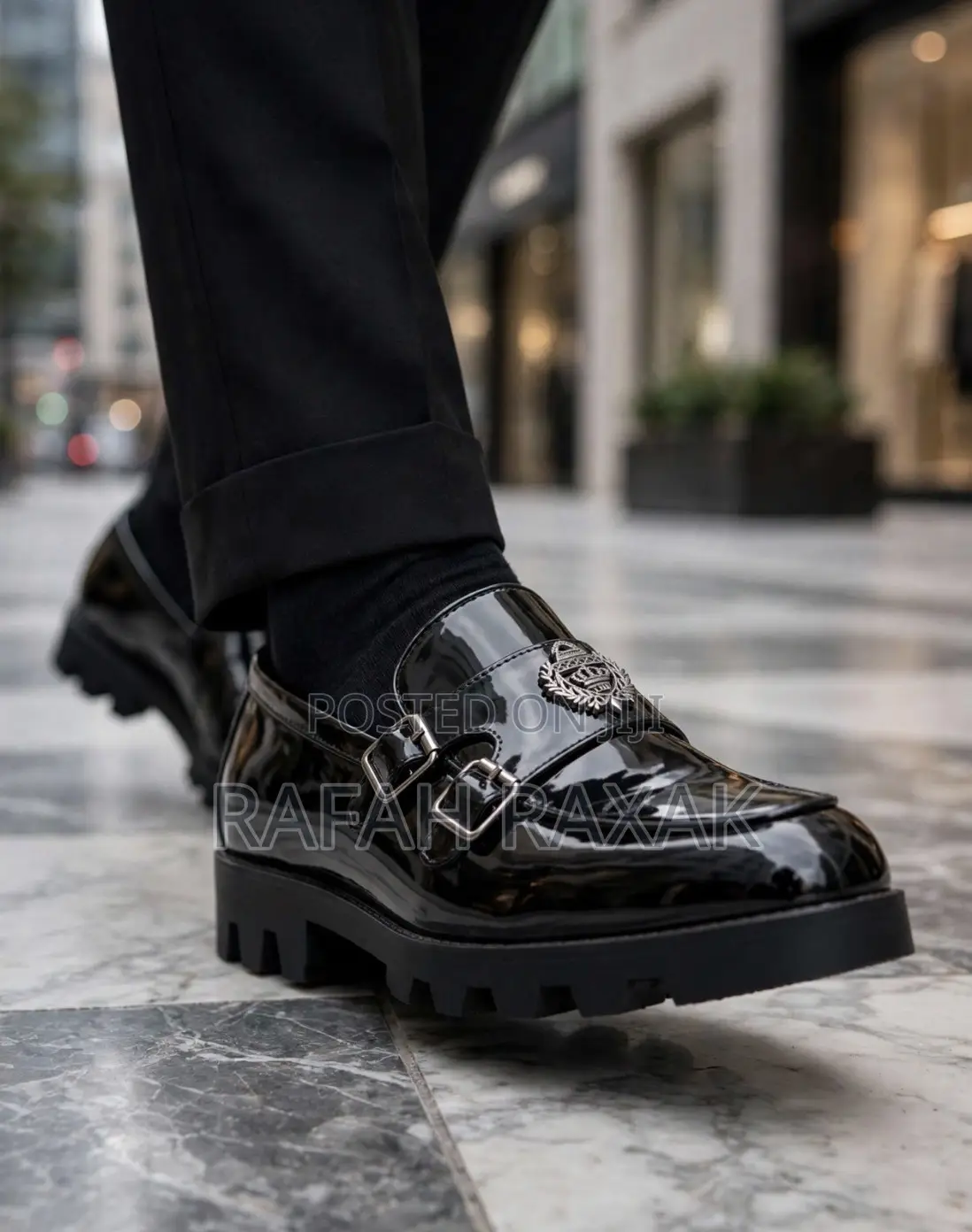 Classic Men’s Black Patent Leather Double Monkstrap Shinny Loafers