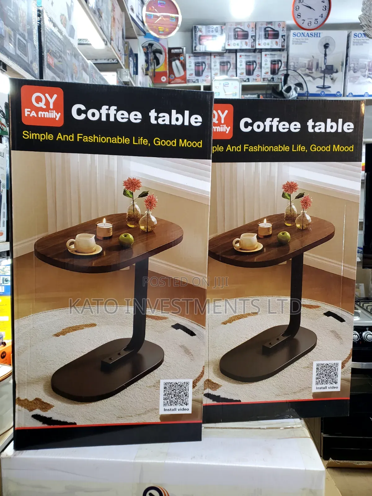 Wooden Coffee/Laptop Side Table Oval Top and a Dark Metal Base