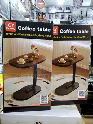 Wooden Coffee/Laptop Side Table Oval Top and a Dark Metal Base