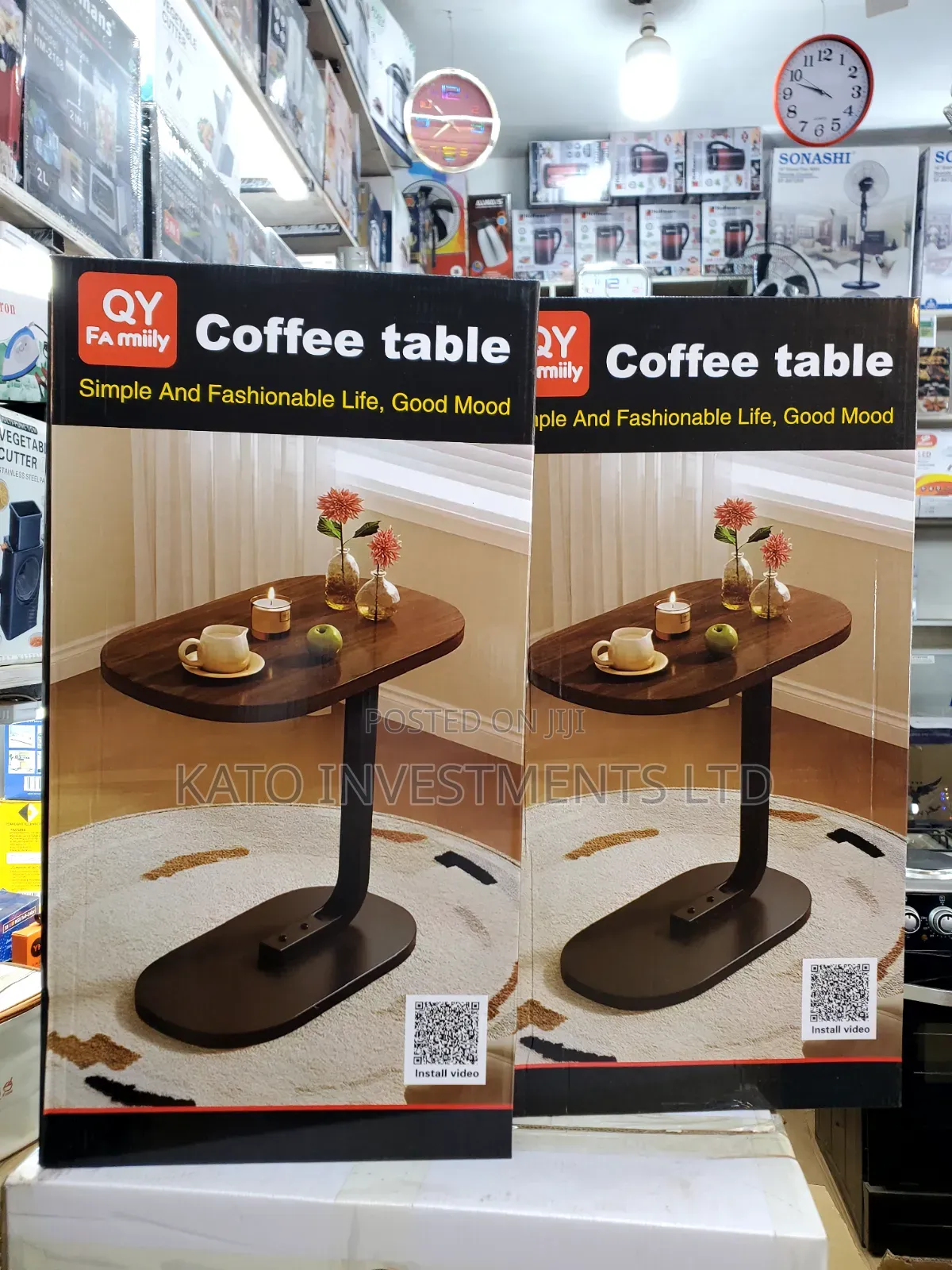 Wooden Coffee/Laptop Side Table Oval Top and a Dark Metal Base