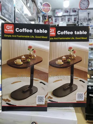 Wooden Coffee/Laptop Side Table Oval Top and a Dark Metal Base