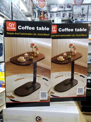 Wooden Coffee/Laptop Side Table Oval Top and a Dark Metal Base