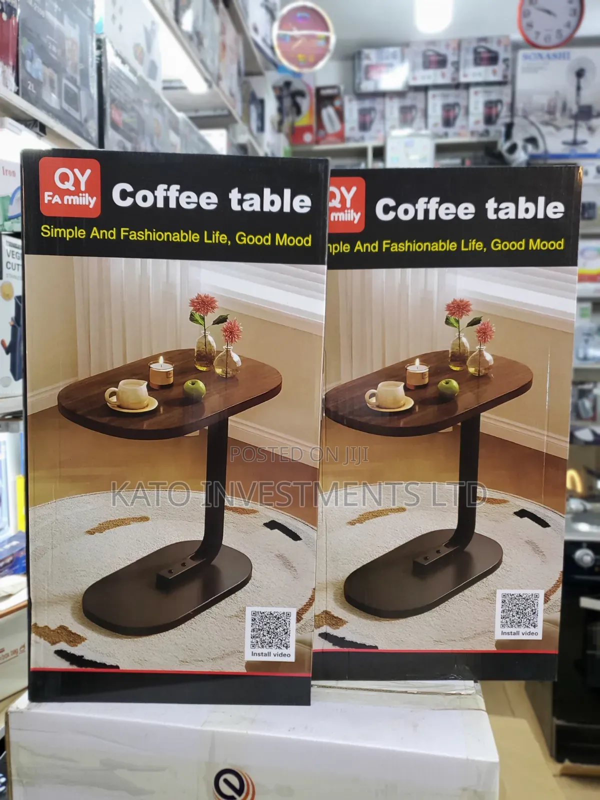 Wooden Coffee/Laptop Side Table Oval Top and a Dark Metal Base