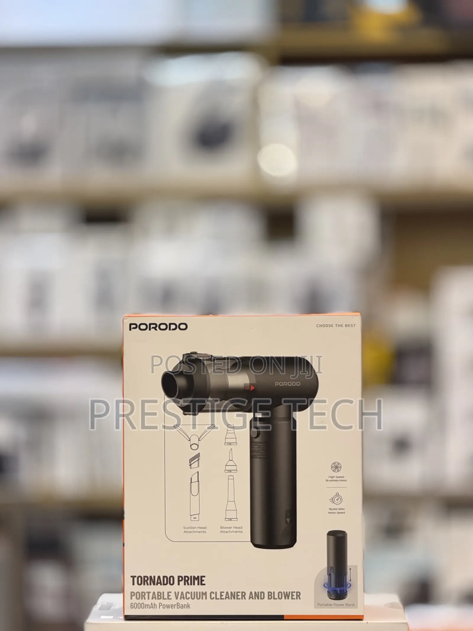Porodo Tornado Prime 160W Portable Vacuum Cleaner and Blower, 6000mah